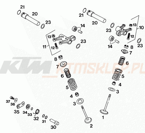 Schemat "zawory / rozrząd" do KTM 400 EXC WP