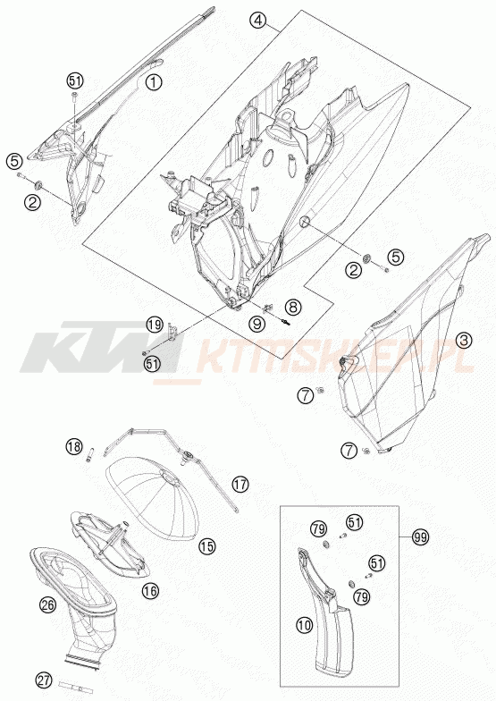 Schemat "Filtr powietrza" do KTM 125 SX