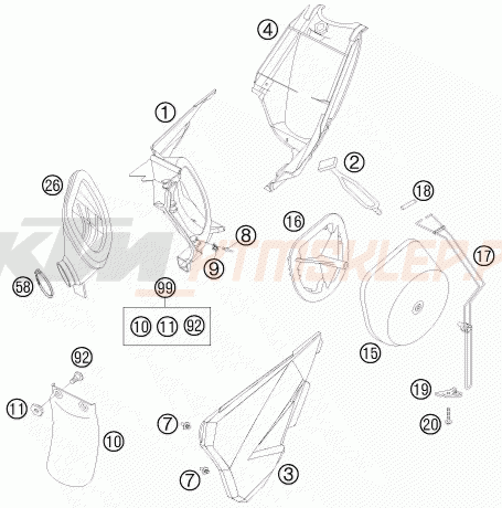 Schemat "filtr powietrza" do KTM 85 XC