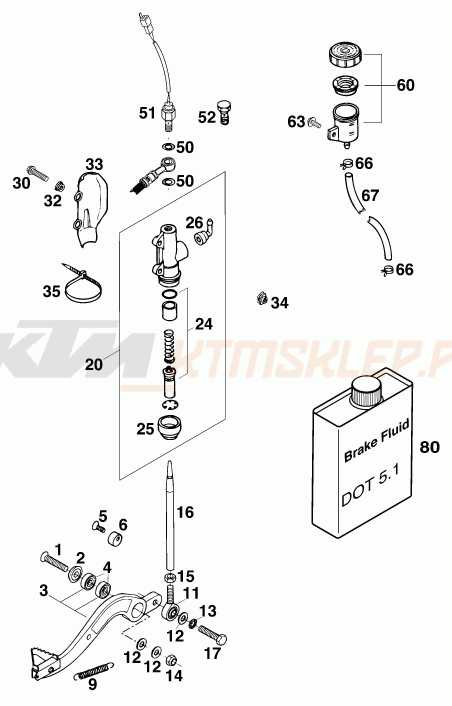 Schemat "tył hamulec - pompa" do KTM 620 TXC