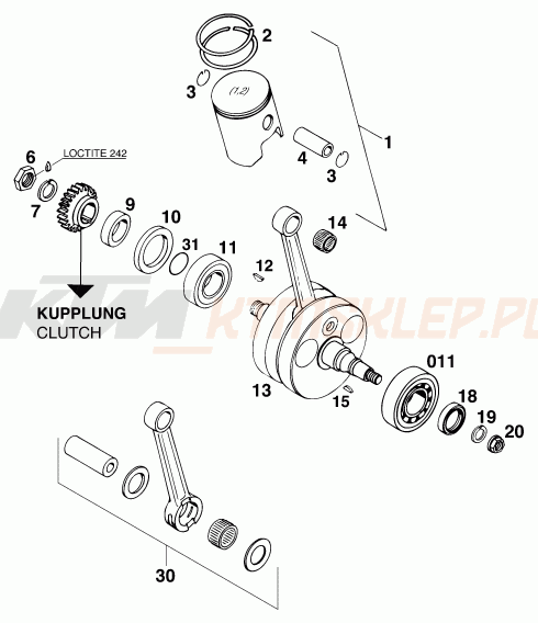 Schemat "pokrywa sprzęgła" do KTM 250 EXC M/Ö 13LT