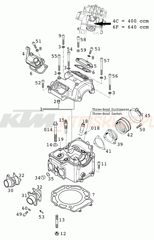 Schemat "głowica" do KTM 640 LC 4