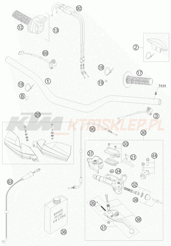 Schemat "kierownica i osprzęt" do KTM 250 SX-F