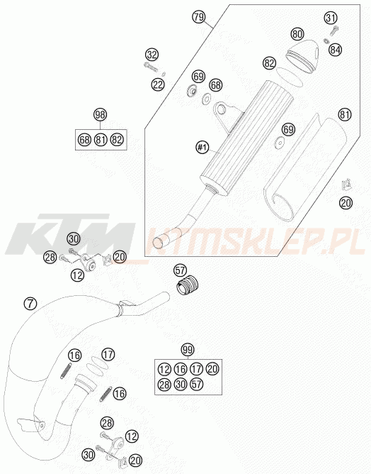Schemat "układ wydechowy" do KTM 85 SX 19/16