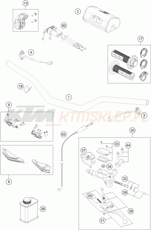 Schemat "kierownica i osprzęt" do KTM 250 XC TPI