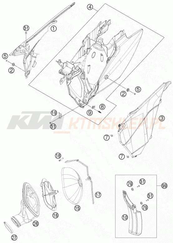 Schemat "filtr powietrza" do KTM 250 SX