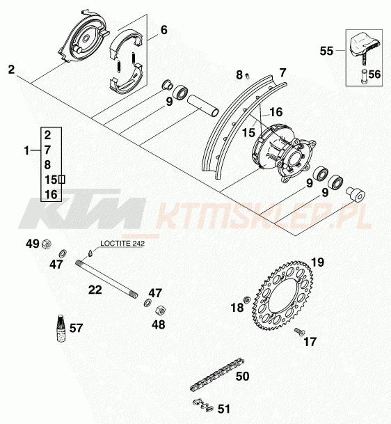 Schemat "koło tył" do KTM 60 SX
