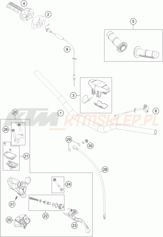 Schemat "kierownica i osprzęt" do KTM 85 SX 19/16