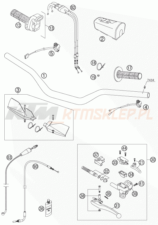Schemat "kierownica i osprzęt" do KTM 450 SXS-F