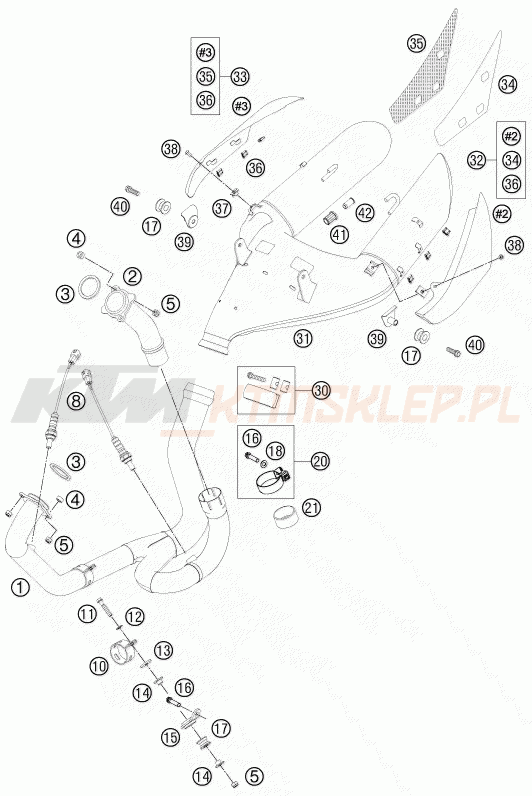 Schemat "układ wydechowy" do KTM 990 SUPER DUKE R