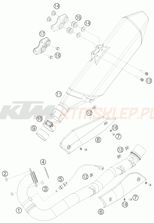 Schemat "układ wydechowy" do KTM 690 SMC