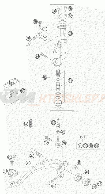 Schemat "tył hamulec - pompa" do KTM 85 SX 17/14