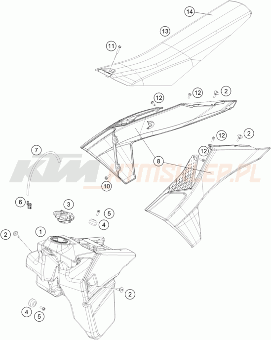 Schemat "TANK, SEAT" do KTM 250 XC