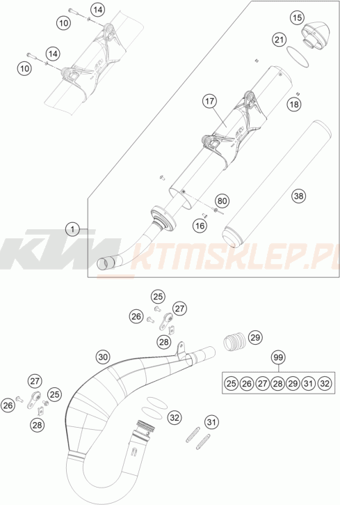 Schemat "układ wydechowy" do KTM 200 XC-W