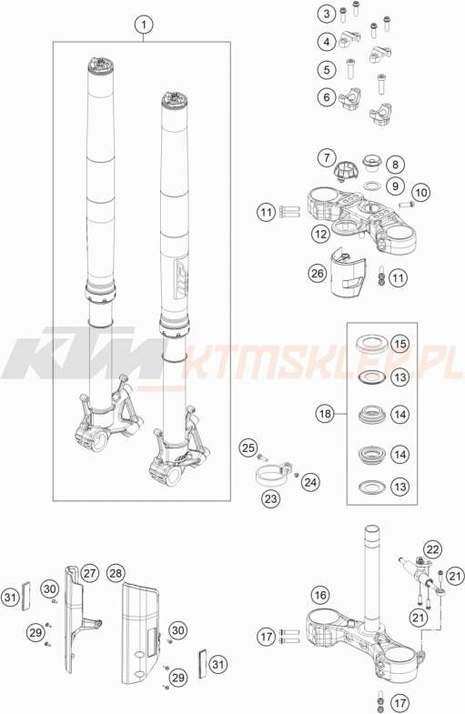 Schemat "przód amortyzatory, półki zawieszenia" do KTM 790 Adventure R