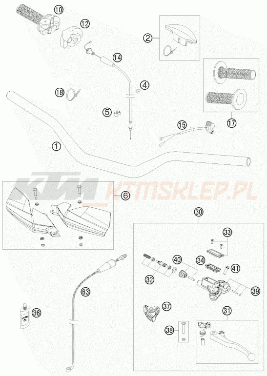 Schemat "kierownica i osprzęt" do KTM 200 XC-W