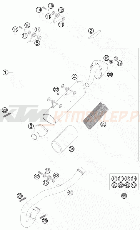 Schemat "układ wydechowy" do KTM 250 EXC-F SIX DAYS