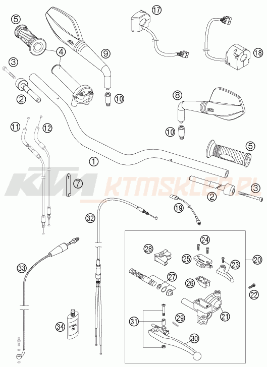 Schemat "kierownica i osprzęt" do KTM 950 SUPERMOTO