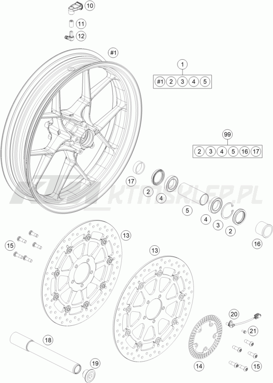 Schemat "koło przód" do KTM 1290 Super Duke R