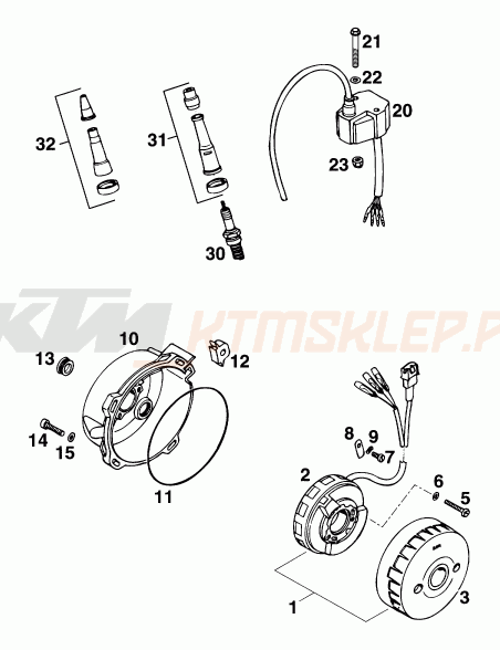 Schemat "układ zapłonowy" do KTM 620 DUKE 37KW