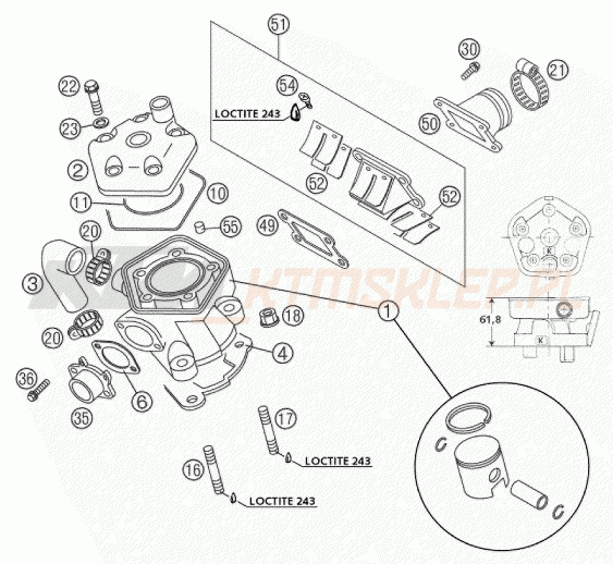 Schemat "cylinder" do KTM 65 SX