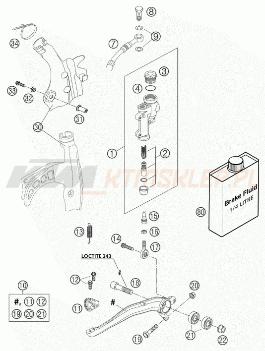 Schemat "tył hamulec - pompa" do KTM 250 SXS