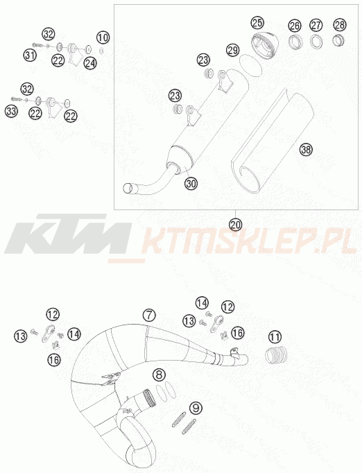 Schemat "układ wydechowy" do KTM 200 XC-W