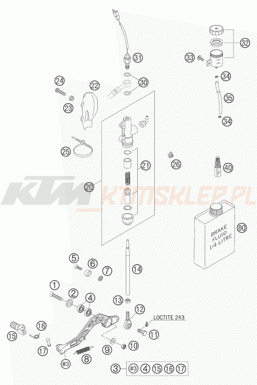 Schemat "tył hamulec - pompa" do KTM 640 LC4 SUPERMOTO