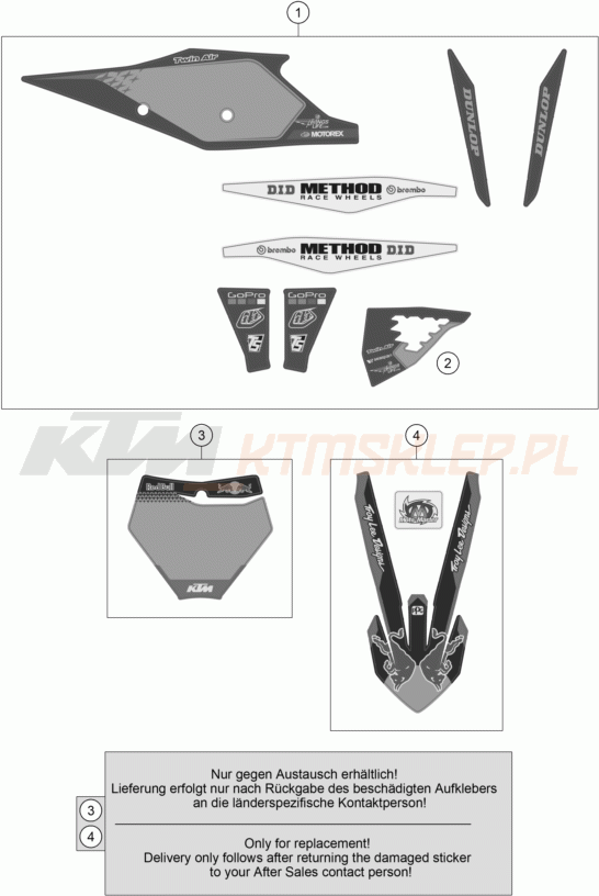 Schemat "naklejki" do KTM 250 SX-F TROY LEE DESIGNS