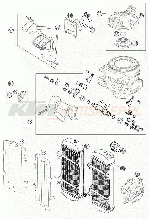 Schemat "NEW PARTS" do KTM 250 SX