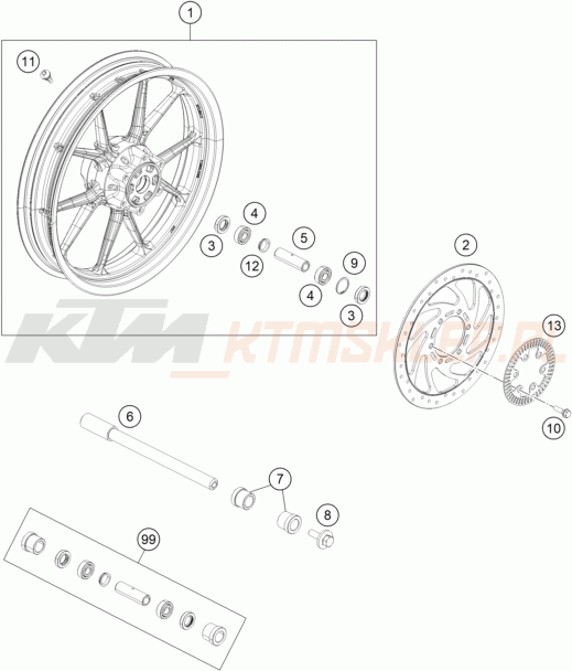 Schemat "koło przód" do KTM 125 DUKE 2