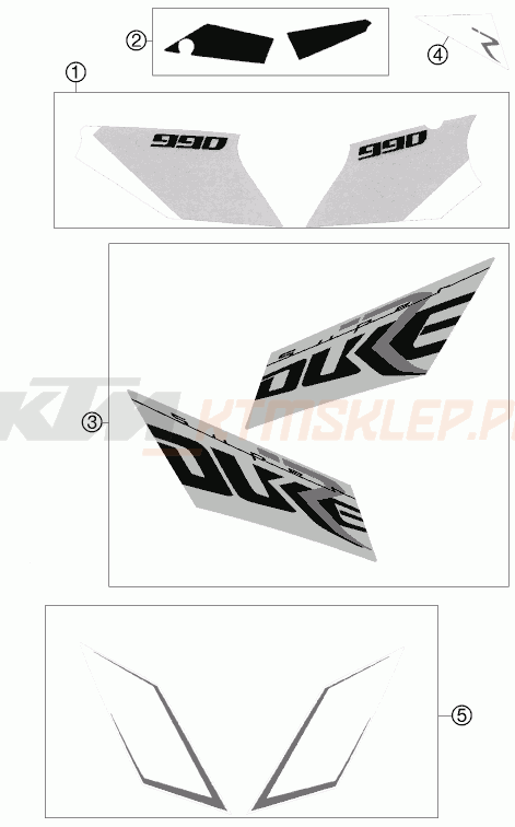 Schemat "naklejki" do KTM 990 SUPER DUKE R