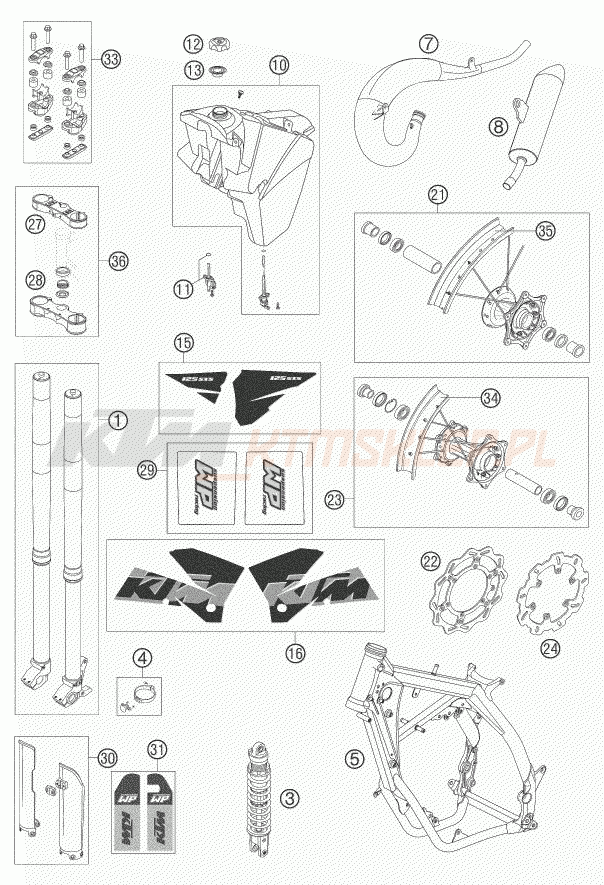 Schemat "NEW PARTS" do KTM 125 SXS