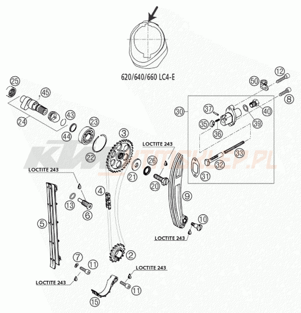 Schemat "układ rozrządu" do KTM 660 RALLYE FACTORY REPL.