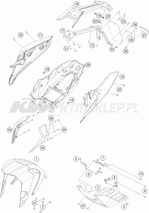 Schemat "czasza, błotniki" do KTM 125 DUKE