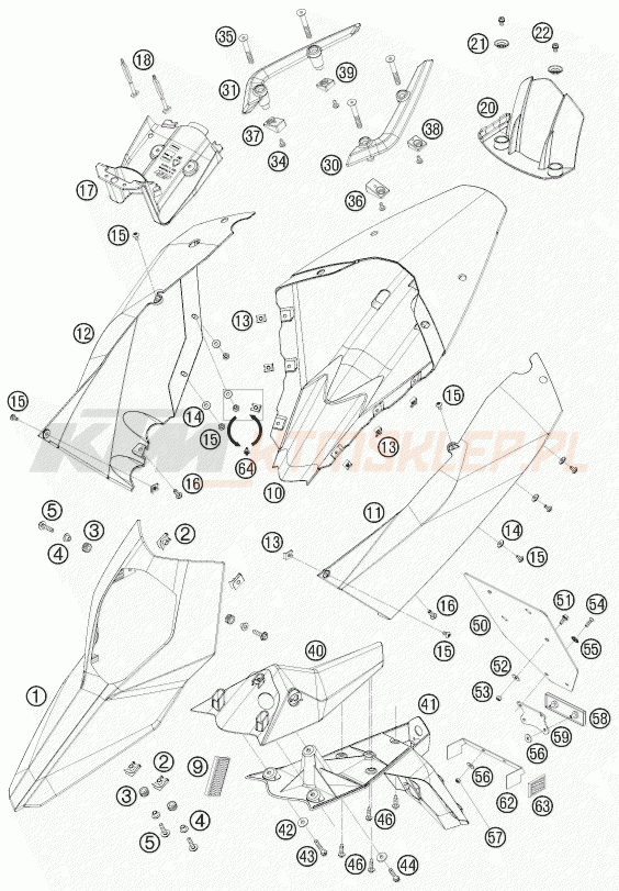 Schemat "czasza, błotniki" do KTM 690 SUPERMOTO R
