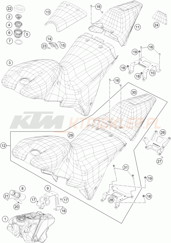 Schemat "TANK, SEAT" do KTM RC4 R