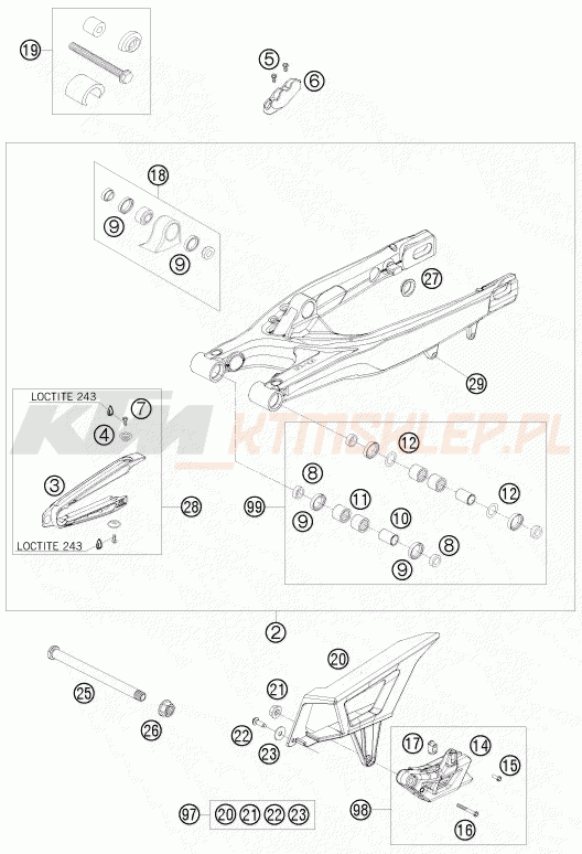 Schemat "wahacz" do KTM 250 EXC-F