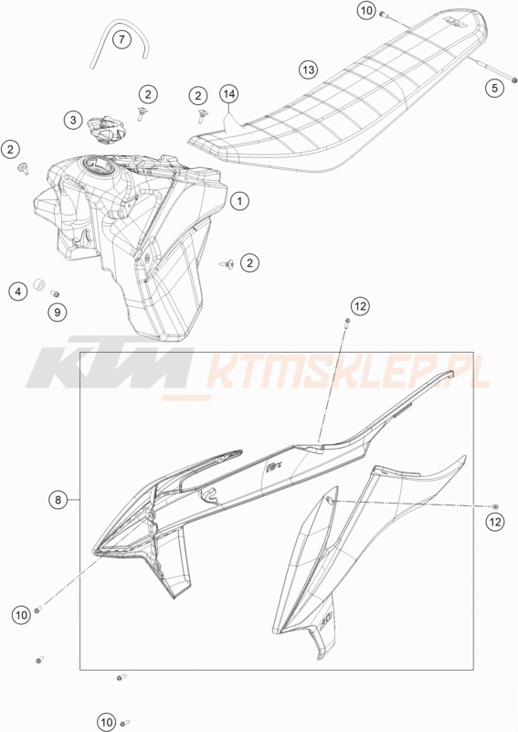 Schemat "TANK, SEAT" do KTM 300 XC-W Six Days TPI