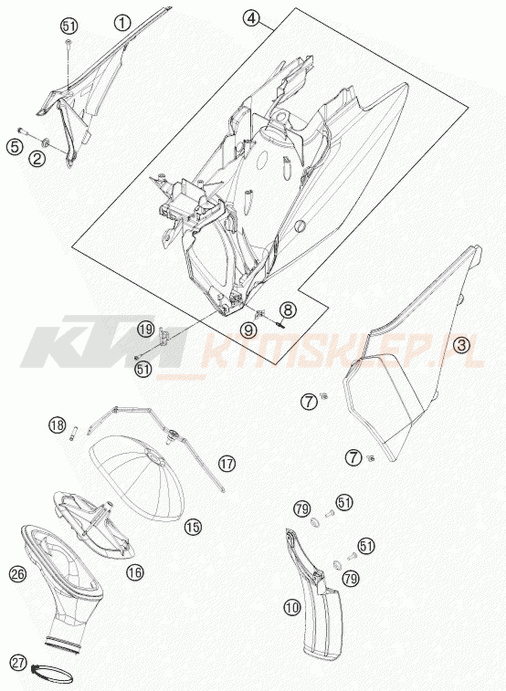Schemat "filtr powietrza" do KTM 250 XC