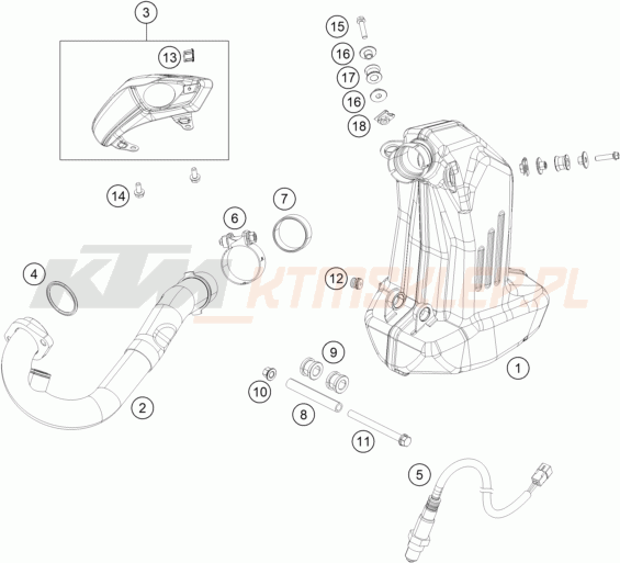 Schemat "układ wydechowy" do KTM 390 DUKE ABS BAJAJ