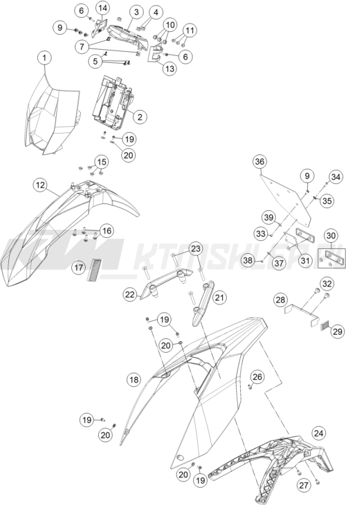 Schemat "czasza, błotniki" do KTM 690 ENDURO R