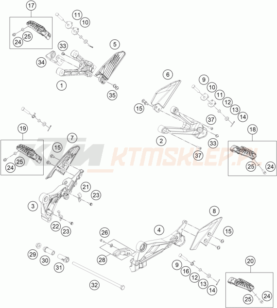 Schemat "FOOTPEGS" do KTM RC 390, GP