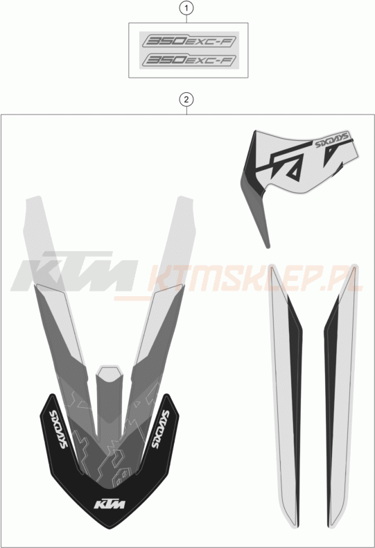 Schemat "naklejki" do KTM 350 EXC-F SIX DAYS