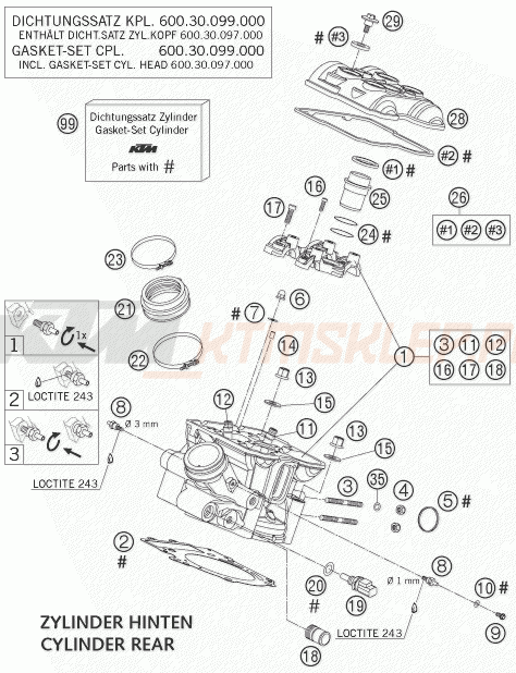 Schemat "głowica tył" do KTM 950 ADVENTURE LOW