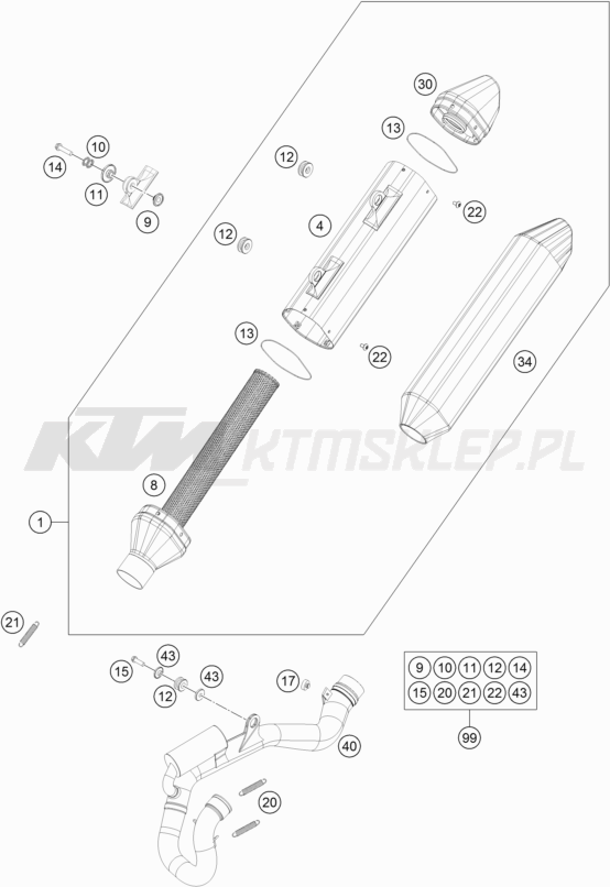 Schemat "układ wydechowy" do KTM 250 XC-F