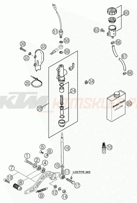 Schemat "tył hamulec - pompa" do KTM 640 DUKE II SCHWARZ