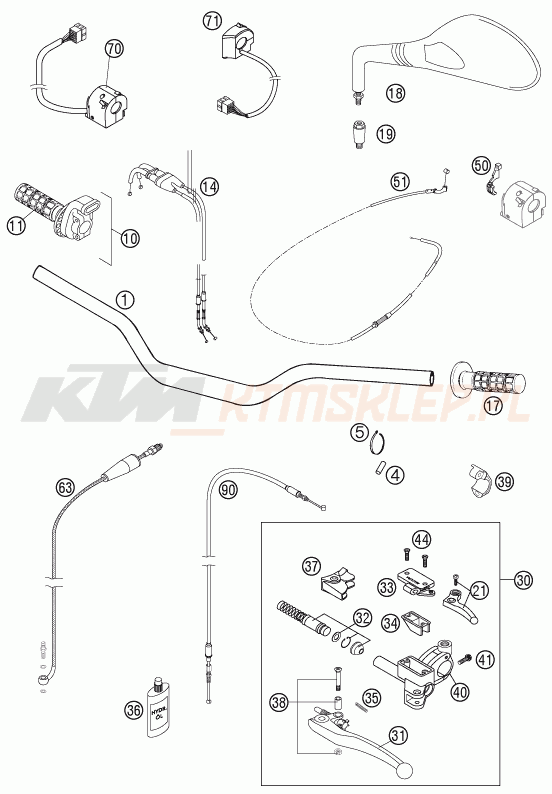 Schemat "kierownica i osprzęt" do KTM 640 LC4 SUPERMOTO PRESTIGE