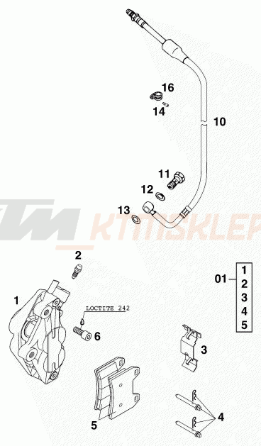 Schemat "zacisk hamulcowy + tarcza przód" do KTM 640 DUKE II,titan