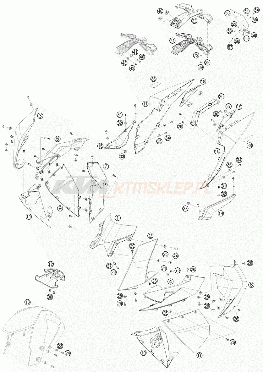 Schemat "czasza, błotniki" do KTM 1190 RC 8